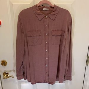 “Just Living” 2X Mauve Rayon Long Sleeve Shirt